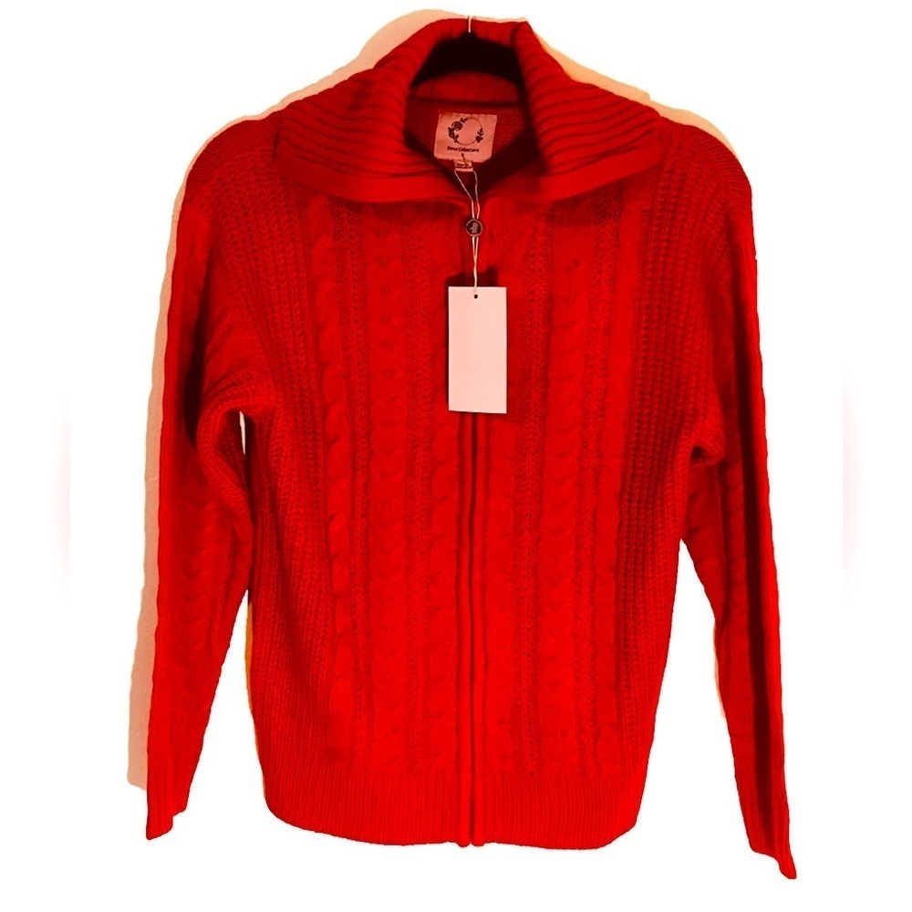 Rose Collective Red Cable Knit Sweater! NWT Size L